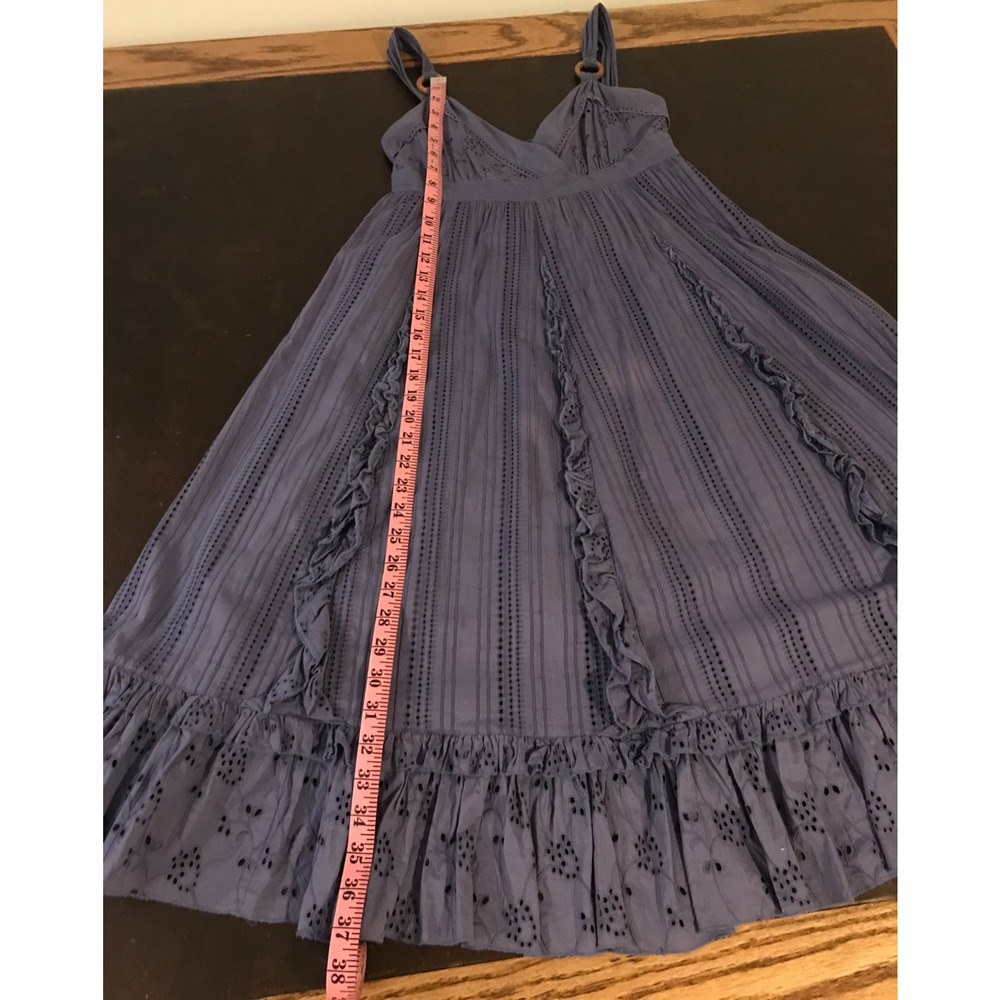 Anthropologie Lithe Savannah Eyelet Lace Sundress Blue Empire Waist Ruffle Sz 2 - Picture 10 of 11